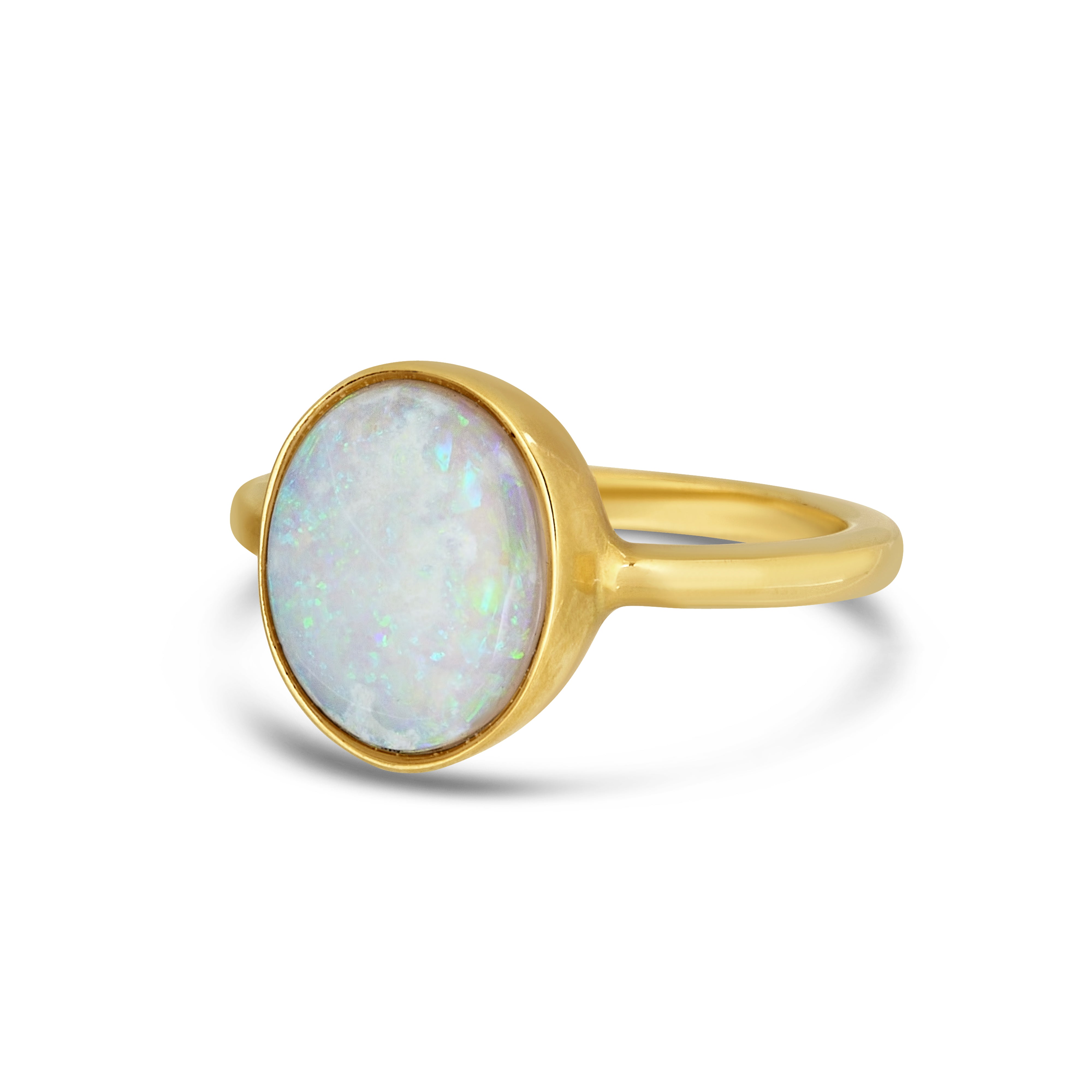 Bezel Set Oval Opal Solitaire Ring