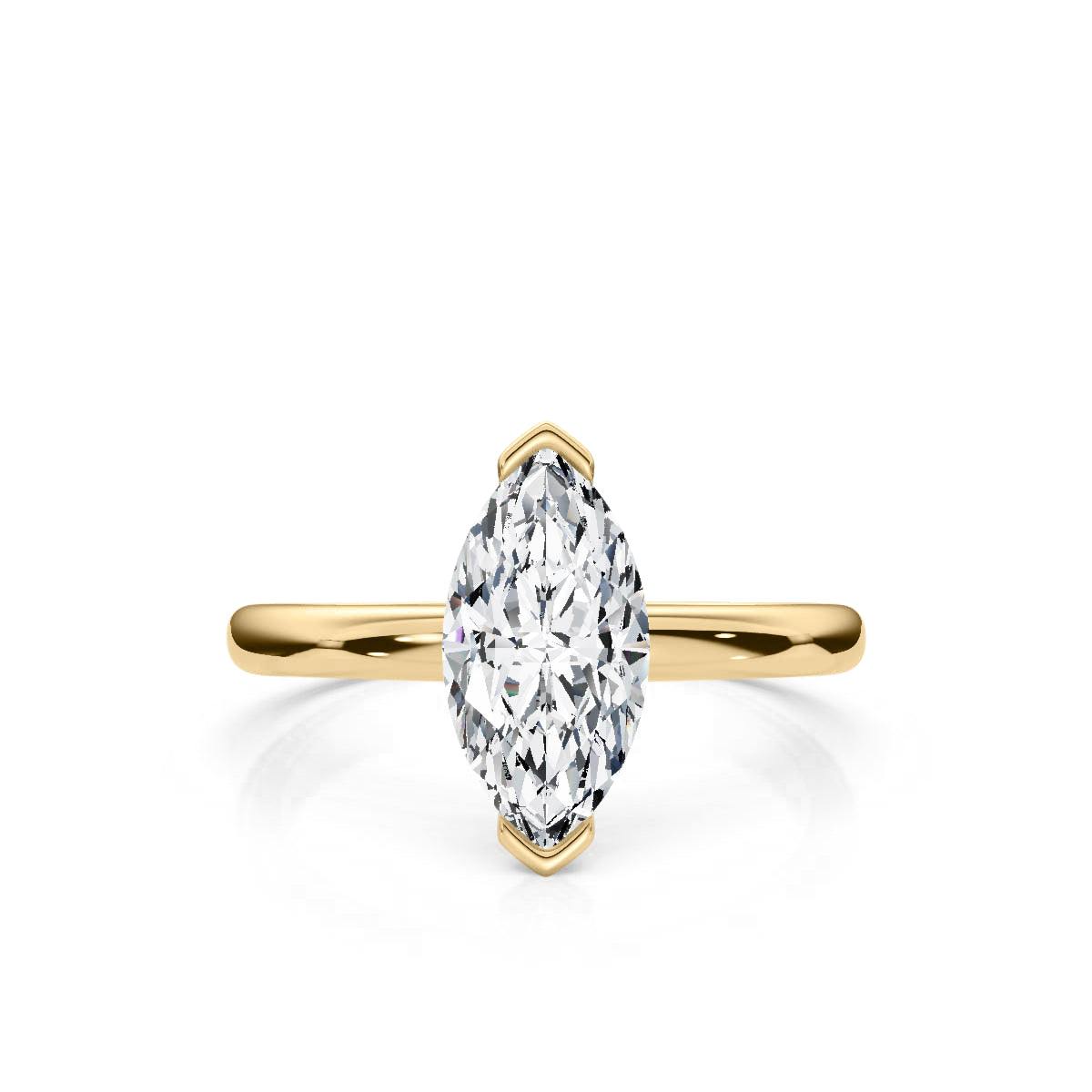 Marquise Half Bezel Solitaire Engagement Ring