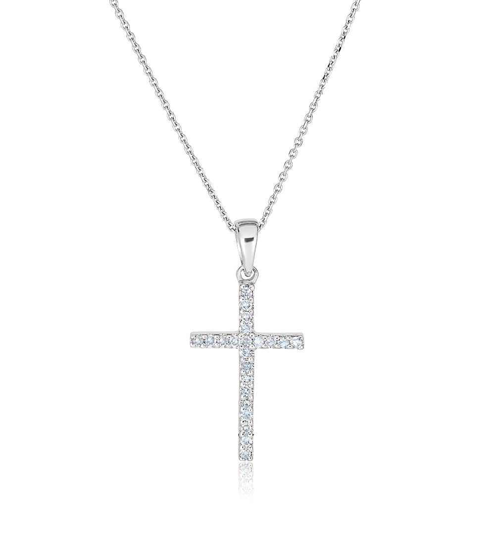 White Gold Pave Diamond Cross Necklace | Miro Jewelers