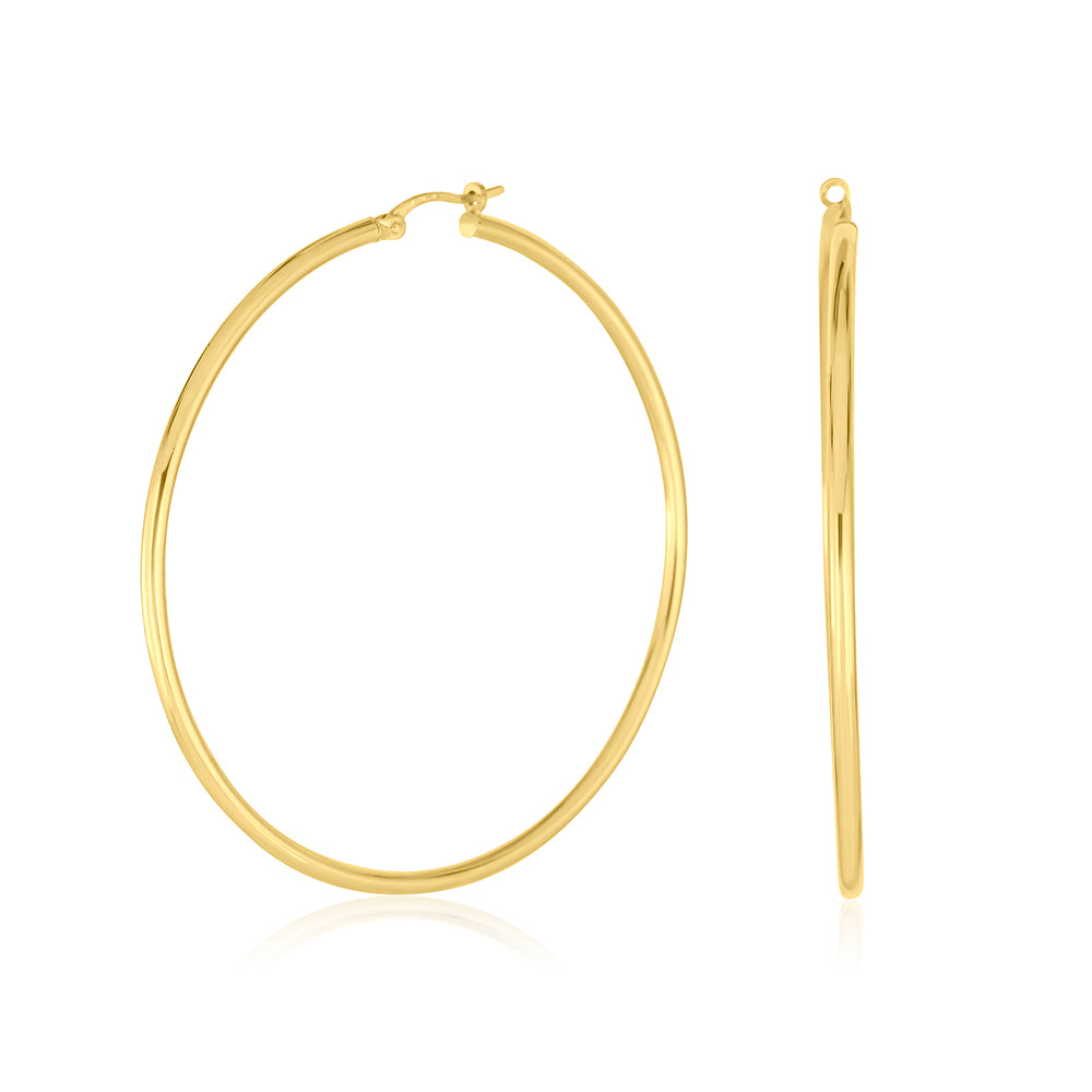 アクセサリー k18Yellow Gold Hoop Earrings 2x40mm 18K Yellow Gold Classic Hoop Earrings (40mm)