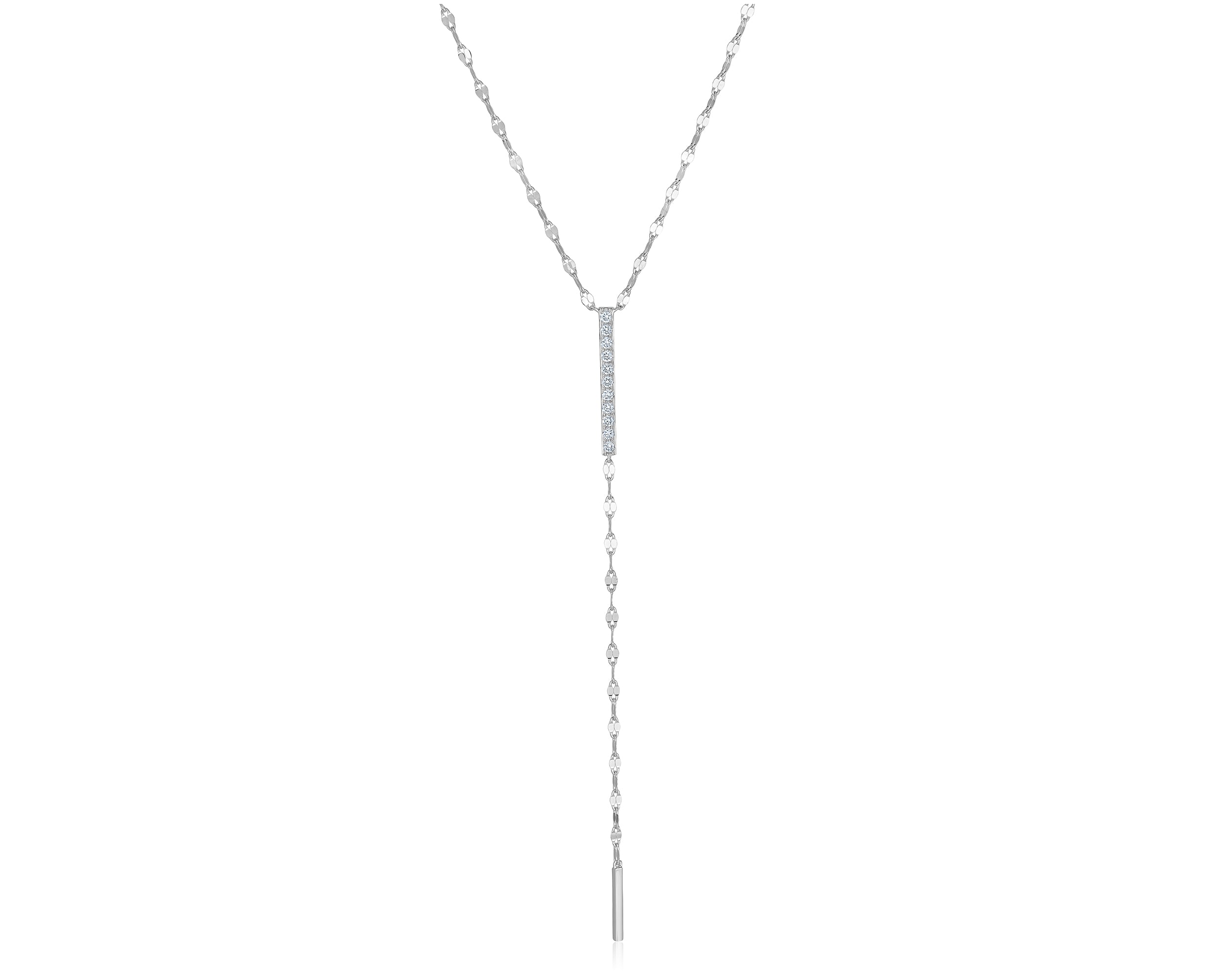 White Gold Lanyard Necklace with Diamond Accents