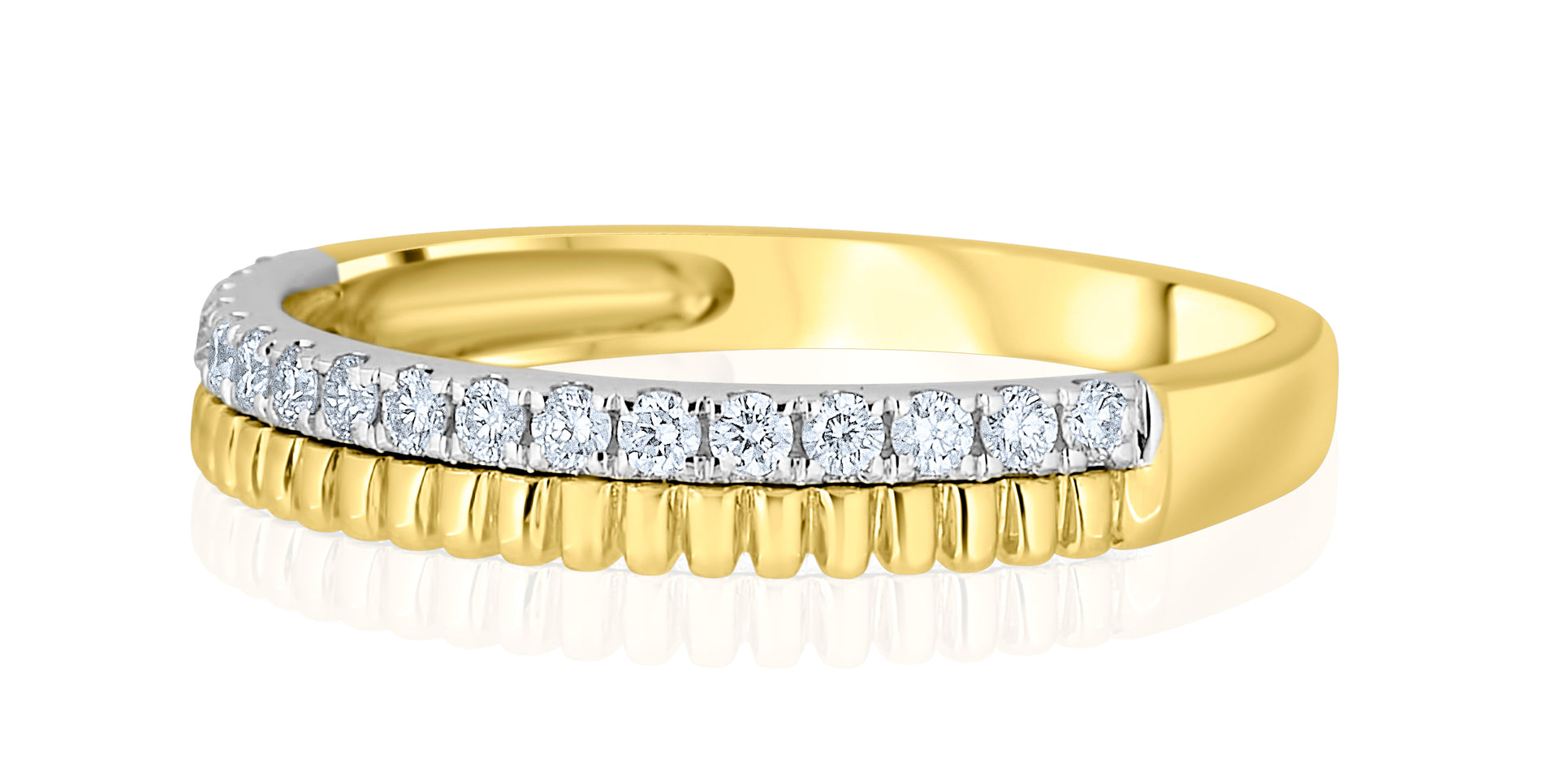 Yellow Gold Double Row Diamond and Rope Wedding Band
