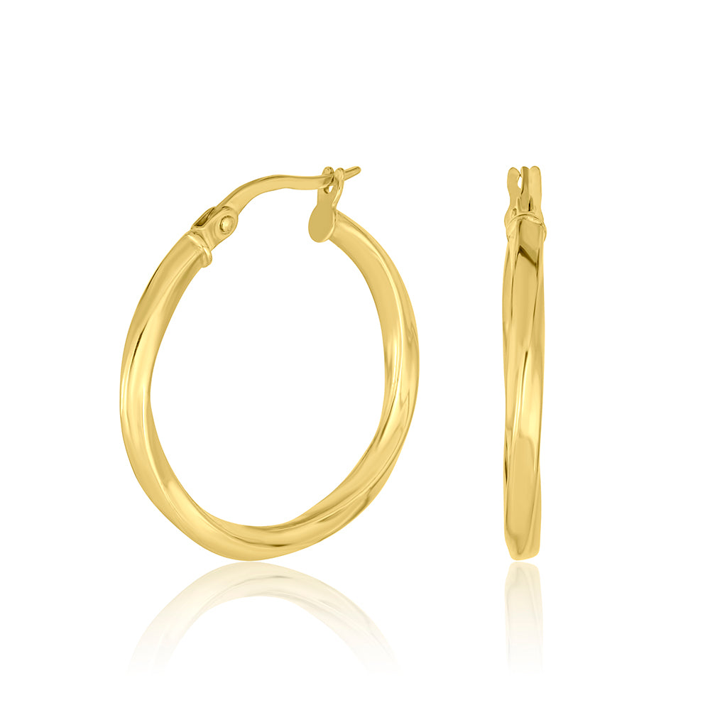 18K Yellow Gold Twisted Hoop Earrings | Miro Jewelers