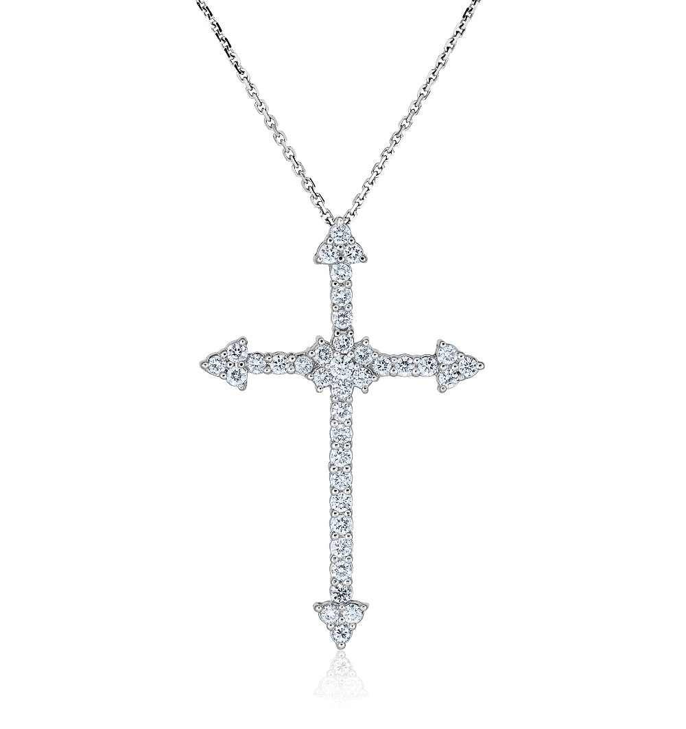 White Gold Large Diamond Cross Necklace | Miro Jewelers